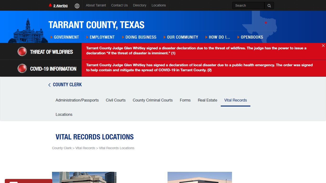 Vital Records Locations - Tarrant County, Texas